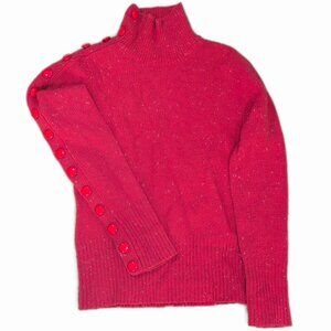 Anthropologie Moth Red Knit Sweater With Button Detail On The Sleeve